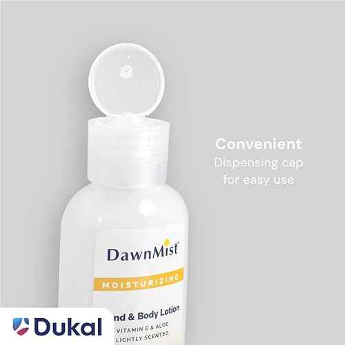 Dukal DawnMist Hand and Body Lotion with Dispensing Cap, 2 oz. ? Pack of 144 Travel-Sized Moisturizing Bottles for Soft, Hydrated Skin