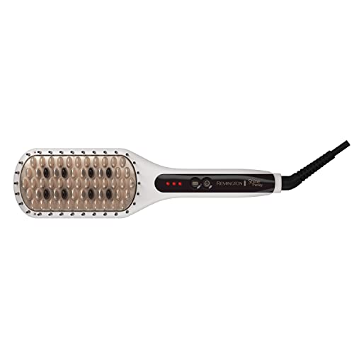 Remington Shine Therapy Hair Straightener Thermal Brush - Ceramic Infusion Technology, Argan Oil & Keratin Infused, One Pass Hair Straightener Brush with 7 Precision Heat Settings, Cool Tip Bristles