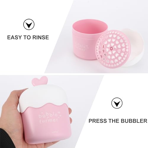 1pc Bubble Machine Manual Milk Frother Household Cleaner Tools for Face Tools for Skincare Bubble Skin Care Bubble Whipped Bottle Bubble Maker Bubble Cup Pink Filling