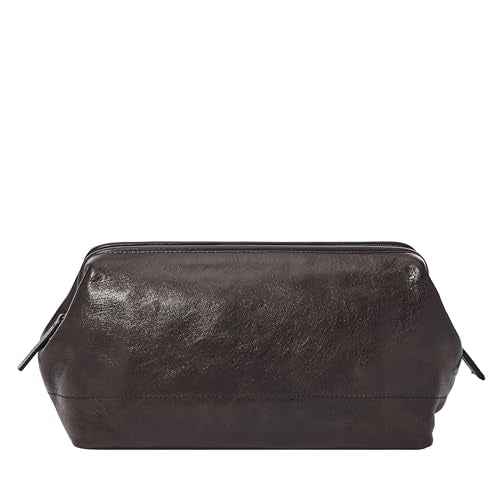 Fossil Leather Travel Toiletry Bag Shave Dopp Kit , Black (Model: MLG0724001)