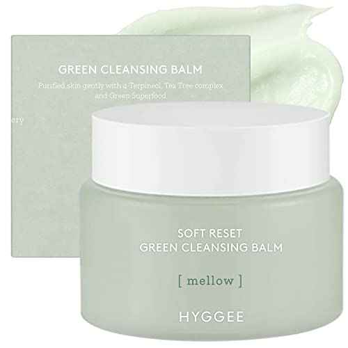 Soft Reset Green Cleansing Balm - Vegan Gentle Makeup Remover Sherbet Cleanser - Milky Oil Based Cleanser - Tea Tree Extract & Jojoba Oil - Hypoallergenic for Sensitive Skin, 3.38oz.