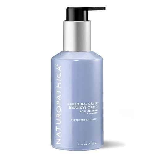 Naturopathica Colloidal Silver and Salicylic Acid Acne Clearing Cleanser, Reduce Blemishes and Acne Scars, Clarifying Face Wash for Men and Women, 5 fl oz
