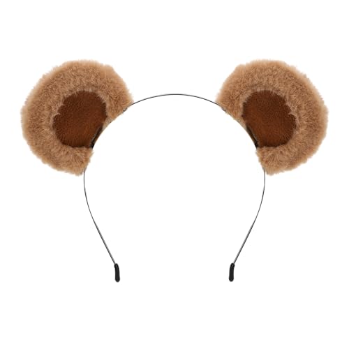 SIOTMERA Bear Ears Headband Brown, Cute Care Movable Hairband Adult with Toddler Animals Costume, Soft Makeup Head Wear for Washing Face Women