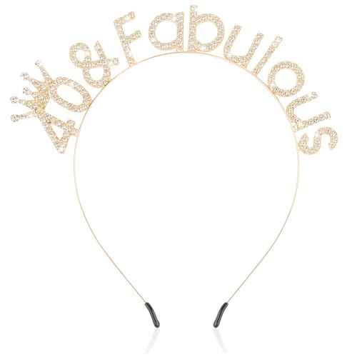 Birthday Headbands for Women Gold Birthday Crown and Tiara Gift Sweet 16 21st Dirty 30 40th 50th 60th Birthday Decoration