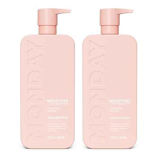 MONDAY HAIRCARE Moisture Shampoo + Conditioner Bathroom Set (2 Count) 27 oz Each for Dry, Coarse, Stressed, Frizzy Hair, Made with Coconut Oil, Rice Protein, Shea Butter and Vitamin E