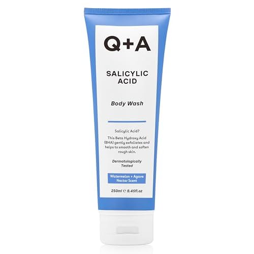 Q+A Salicylic Acid Body Wash (250ml), Sensitive Shower Gel, Body Care, Shower Gel with Green Tea Extract and BHA, Gently Exfoliates, Smoothes, and Softens the skin