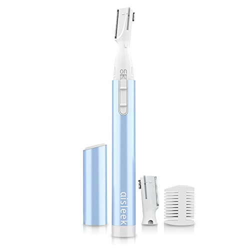 Eyebrow & Facial Hair Trimmer, Precision Detailer with Rinseable Blade, Battery Operated, Double-Sided Razor for Fine Hair, Chin & Peach Fuzz, Compact Pen Size, Safe & Gentle Touch-ups