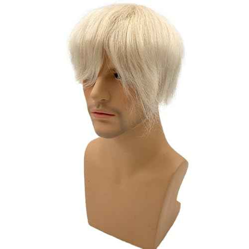 0.08mm Ultra Thin Skin Toupee for Men 100% European Virgin Real Human Hair Replacement Wigs 8x10 inch Hairpiece Natural Straight Free Style White color