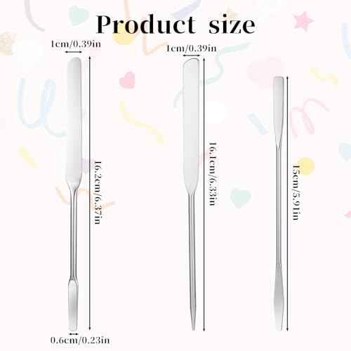 3 pcs Makeup Spatula Foundation Spatula, Stainless Steel Facial Beauty Spatula, Tiny Makeup Palette Mixer Face Cream Applicator Cosmetic Mixing Tool for Even Application Foundation Double Edged