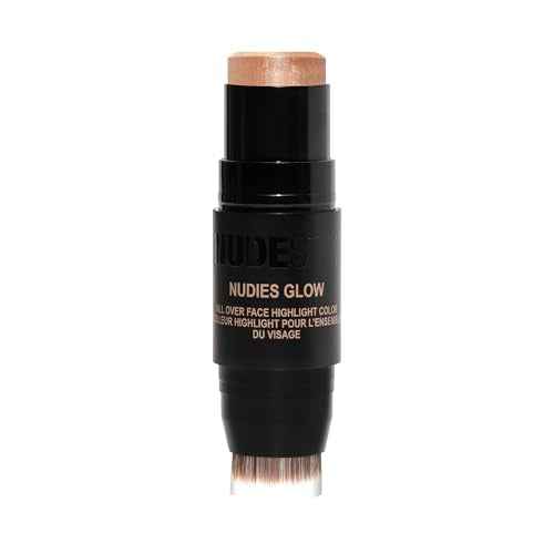 Nudestix Nudies Glow Highlighter Stick ? Multi-Use Cream Highlighter for Cheeks, Eyes & Body with Built-In Brush | Dewy, Radiant Finish | Clean, Vegan & Travel-Friendly Makeup