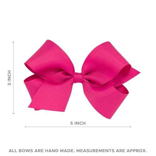 Wee Ones Girls' Plain Wrap Classic Grosgrain Hair Bows on a WeeStay No-Slip Hair Clip, Handmade, Medium, Oatmeal