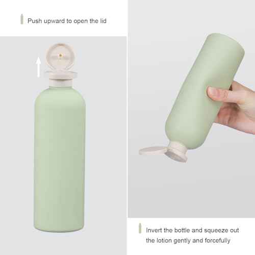 Travel Shampoo Bottle, Empty Plastic Squeeze Bottles 13.5oz with Flip Cap, Lotion Container for Toiletries Travel Size Shampoo and Conditioner (2 pack blue, 2 pack green)