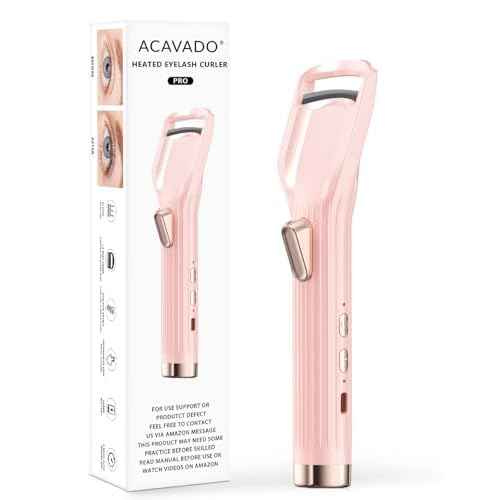 Heated Eyelash Curler Premium PRO - Fast Heat up in 8s - 24 Hours Long Lasting - Rechargeable Electric Eyelash Curler with Type-C, Innovative L Silicone, 2 Heat Modes, Anti-Burn Eyelid, Pink-DC