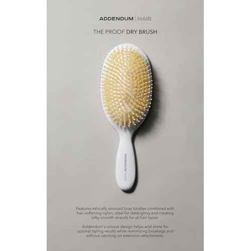 Luxury Hair Brush for Dry Hair ? Boar Bristle & Soft Ballpoint Tip | Detangler Brush for Shine, Texture & Frizz Control ? Addendum Hair Professional Salon Tool (White)