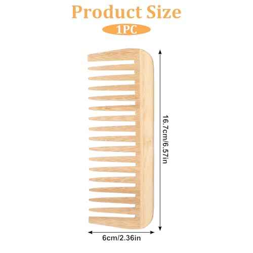 Bamboo Wide Tooth Comb, Large Hair Detangling Comb, Natural wooden combs for Hair, Beard, Mustache, Travel-Friendly, Hand Polished, No Handle Design