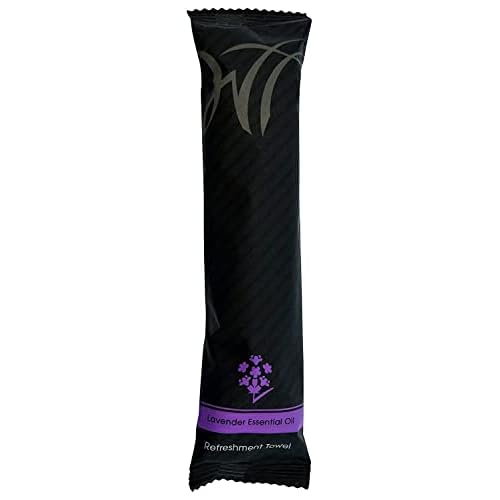 WT WHITE TOWEL SERVICES 10" x 10" inch Moist Cotton Towel Individually Wrapped - Lavender Scent (Case of 50)