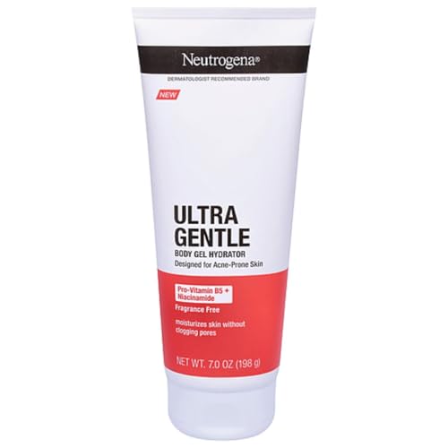 Neutrogena Ultra Gentle Body Gel Hydrator with Pro-Vitamin B5 & Niacinamide Designed for Acne-Prone & Oily Skin, Body Gel Cream Moisturizes Without Clogging Pores, Fragrance-Free, 7.0 oz