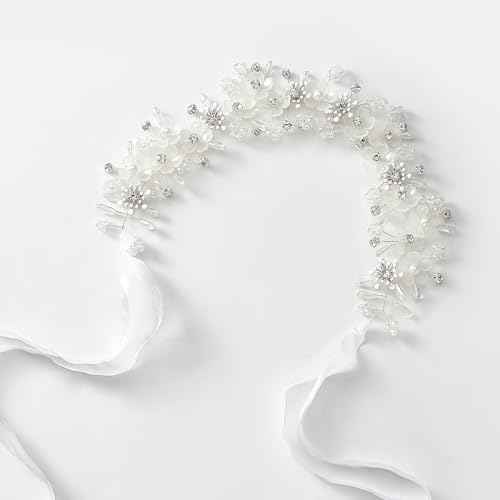 Flower Girl Princess Headpiece, Pearl Bridal Hair Accessory for Kids, Women Wedding Hair Band for Bride Princess Crown First Communion Headpiece for Girls