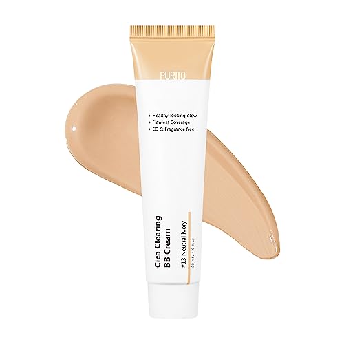 PURITO Cica Clearing BB Cream #13 Neutral Ivory 1 fl.oz / 30ml, Vegan bb cream, foundation, cruelty free