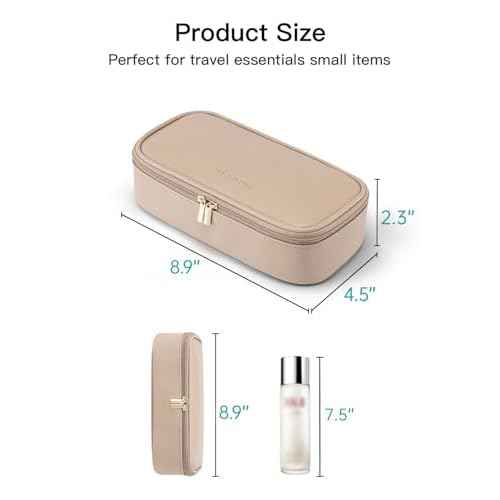 Vlando Travel Makeup Bag,Small Makeup Bag for Women,Gifts for Women Girls, Makeup Pouch Purse Travel Essentials Toiletries-Toffee