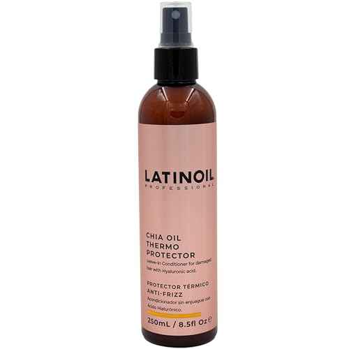 LATINOIL Chia Oil Heat Protectant Spray For Hair - Hair Thermal Protection Shield From Heat - Leave In Conditioner - Anti Frizz Moisturizer (8 Oz)
