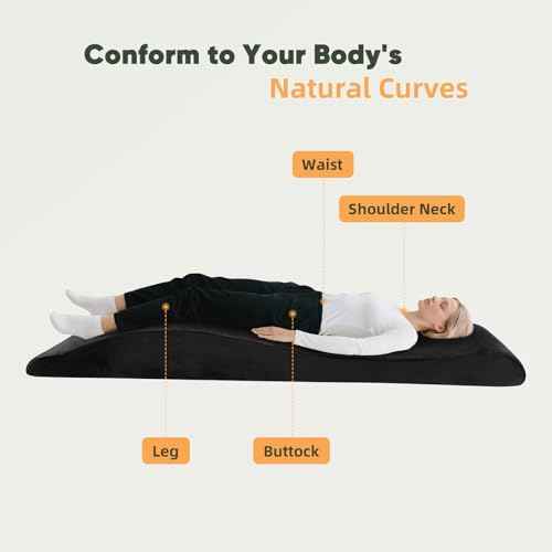 Lash Bed Topper, High Density Foam Massage Table Pad, Ergonomic Lash Bed Foam Topper, Curvy Esthetician Mattress, Washable Massage Table Padding Cushion for Beauty Salon, 70.8in¡¿23.6in, Black