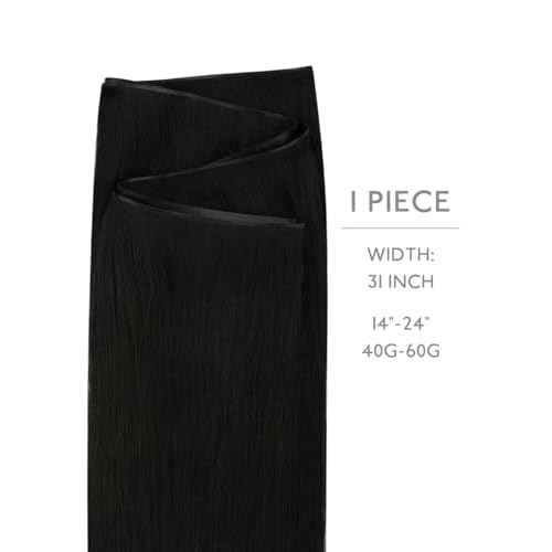 WENNALIFE Genius Weft Tape in Hair Extensions Human Hair 20 Inch 60g Jet Black Tape Ins Luxury Remy Hair Extensions De Cabello Humano Straight Invisible Fuller Volume Reusable 31" Wide Weft