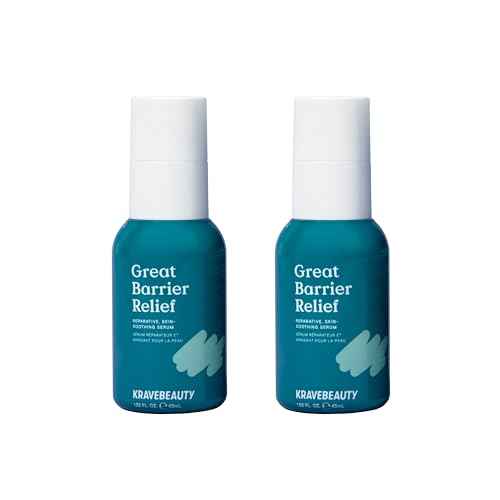 KraveBeauty Great Barrier Relief Serum Duo ? Korean-Inspired Barrier Repair Serum, Tamanu Oil, Soothes Redness & Hydrates, Vegan & Cruelty-Free, 1.52 fl oz x2