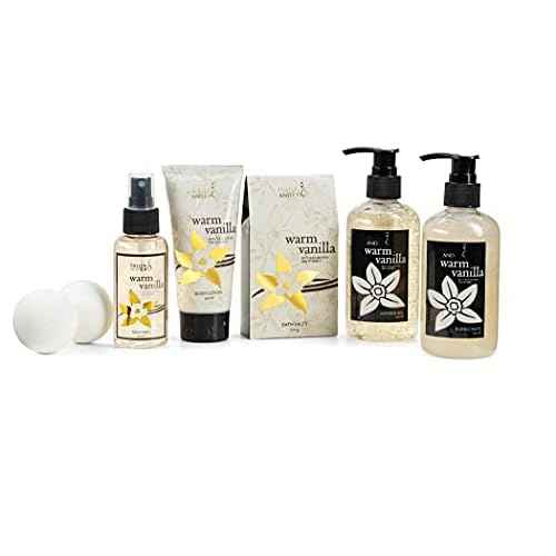 Bath and Body Gift Basket For Women and Men ? 8 Piece Set of Warm Vanilla Bath & Body Collection Gift Basket, Includes Shower Gel, Bubble Bath, Body Lotion, Body Mist & More - Appreciation Gift Ideas
