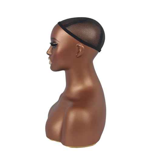 Mannequins Realistic Female Mannequin Head with Shoulder Display Manikin Head Bust for Wigs,Makeup,Beauty Accessories