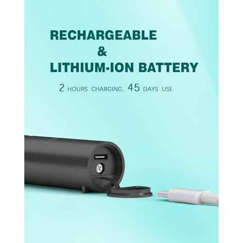 GEM GLAMOUR ENERGY MAGIC Sonic Electric Toothbrush for Adults and Kids 3 Heads Rechargeable Power Tooth Brush Travel Toothbrushes Gifts Stocking Stuffers-Black