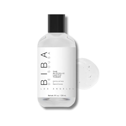 Biba De Sousa The Glycolic Lactic Toner - Exfoliating Toner with AHA, Hyaluronic Acid, and Aloe Vera - Illuminates Skin Complexion Without Excessive Drying (8 oz)