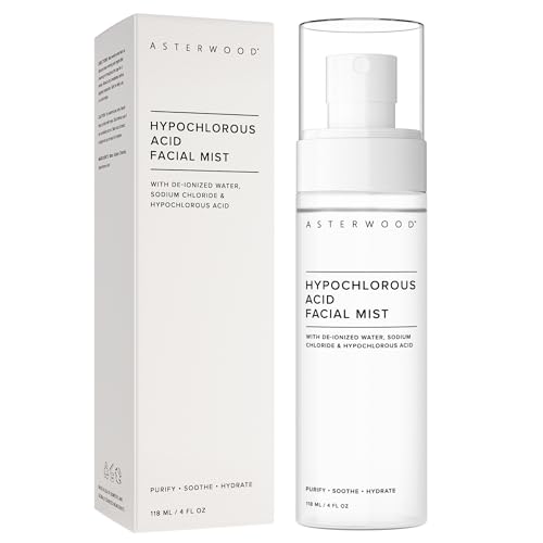 Asterwood Hypochlorous Acid Spray for Face - Targets Acne, Redness, Irritation - Multi-Purpose Skin Repair - Antibacterial, Antimicrobial - After Gym/Post-Workout Facial Mist - 4 Fl Oz