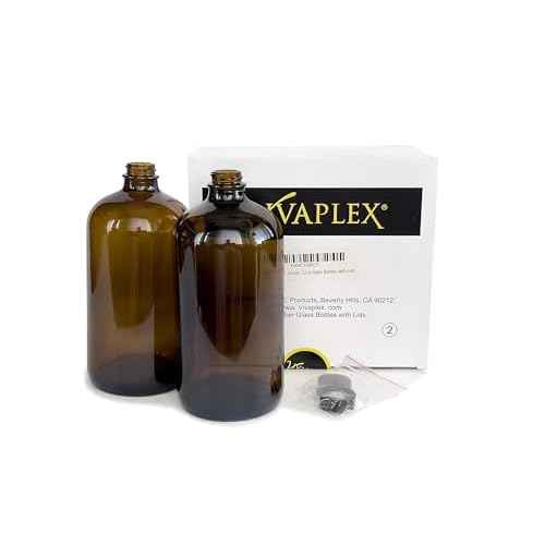 Vivaplex, 2, Amber, 32 oz Glass Bottles, with Lids