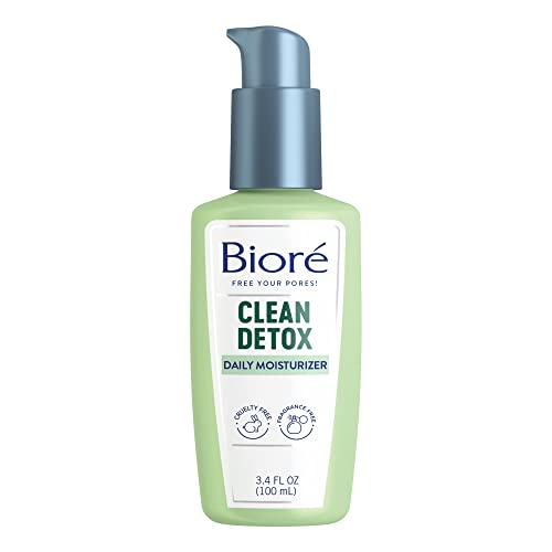 Bioré Sensitive Skin Face Moisturizer, Hydrating Moisturizer, Fragrance Free Moisturizer, Clean Detox Daily Face Moisturizer 3.4 oz