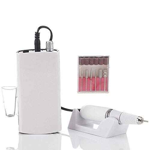 Miss Sweet Portable Nail Drill Machine Rechargeable Electric Nail File for Acrylic (Pure White)