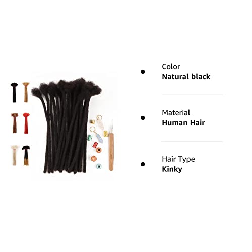 Orientfashion Human Hair Natural Color Handmade Crochet Afro Hair Soft Dreadlocks Extensions 0.6cm Thickness (10inch-0.6cm（Pack of 20Locs）)