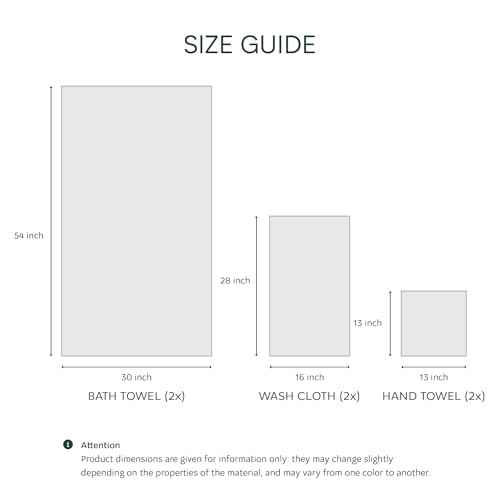 Lacoste Heritage Supima Cotton 6-Piece Towel Set, 2 Bath Towels, 2 Hand Towels, 2 Washcloths, Meteorite ? Highly Absorbent & Quick Drying, Bathroom Essential, Machine Washable
