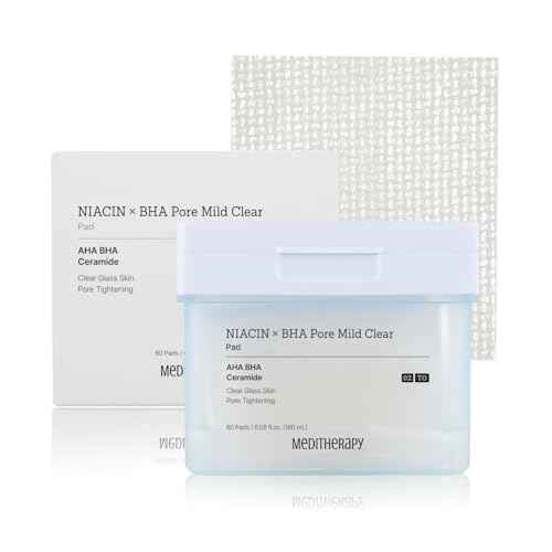 Niacin X BHA Pore Mild Clear Toner Pad - Korean Toner Pads for Face - Hydrating Face Toner for Pore Minimizer - Exfoliating Pore Care with Dual-Sided Pads - Gentle Blackhead Remover, 60 Pads