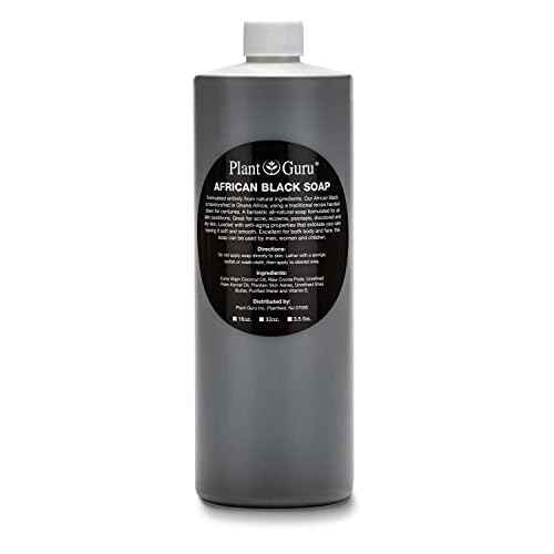 African Black Soap Liquid 32 oz. 100% Raw Pure Natural From Ghana. Acne Treatment, Aids Against Eczema & Psoriasis, Dry Skin, Scars and Dark Spots. Great For Pimples, Blackhead, Face & Body Wash