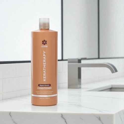 KERATHERAPY Keratin Infused KeratinFIXX Repair Conditioner, 33.8 fl. oz., 1000 ml - Repair Conditioner for Dry, Damaged or Frizzy Hair with Caviar Extract, Argan Oil & Kerabond to Repair Breakage