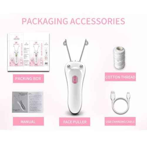 Ladies Facial Hair Remover Electric Women's Beauty Epilator, Cordless Electric Facial Threading Hair Removal for Women, Rechargeable Face Hair Remover Cotton Thread Epilator Body Hair Removal Device