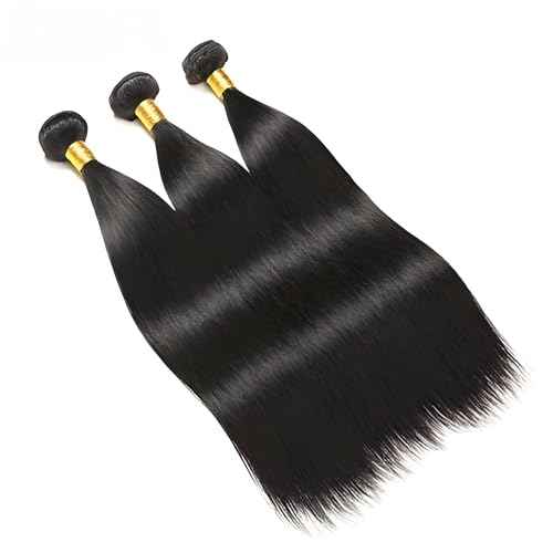 12A Human Hair Bundles 16 18 20 Inch 3 pcs Straight Bundles Human Hair 100% Unprocessed Brazilian Remy Virgin Hair Extensions Raw Quick Weave Sew In Glossy Billion Hair Bundles Natural Black