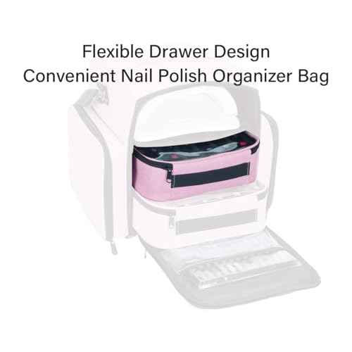 Small Clear Nail Polish Organizer Holds 30 bottles(15ml-0.5fl.oz) Nail Polish Case Multifunctional Nail Polish Bag organizer, Cosmetic Travel Makeup Cases for Women Pink
