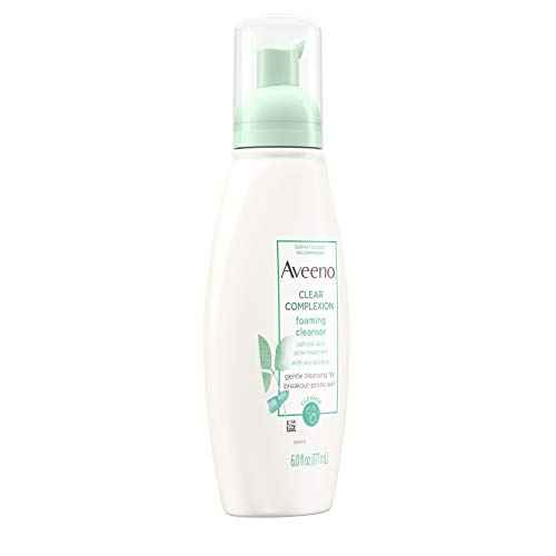 Aveeno Clear Complexion Foaming Oil-Free Facial Cleanser with Salicylic Acid for Breakout Prone Skin, Face Wash with Soy Extracts, Hypoallergenic and Non-Comedogenic, 6 fl. oz