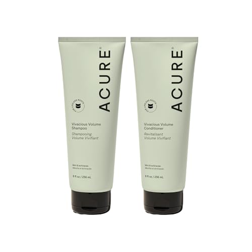 Acure Vivacious Volume Shampoo and Conditioner Set - Thickening & Volumizing Hair Care for Thick, Full Locks, Boost for Thin, Fine Hair, Sulfate Free, Paraben Free, Vegan - 8 fl oz (Pack of 2)