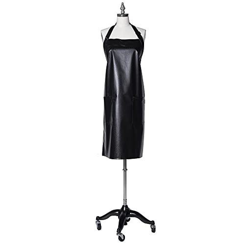 Fromm Apparel Studio Hair Stylist Apron in Black Embossed Pattern for Hair Salons, Barbers, Cosmetology Supplies - Waterproof, Chemical and Bleach Proof, Adjustable, Knee-Length Coverage, 25" x 34"