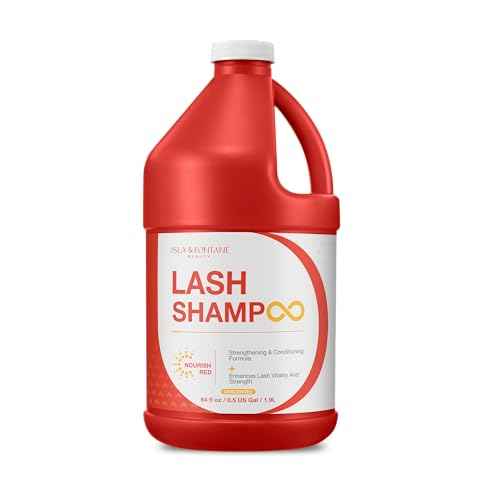 ISLA & FONTANE Lash Shampoo ? Nourish Red 64 fl oz | Strengthening Lash Foam Cleanser for Extensions | Biotin & Keratin Lash Care | Lash Shampoo Bulk for Salon Use & Home Use