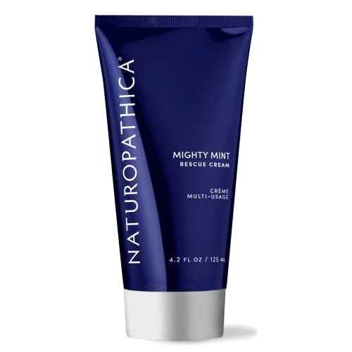Naturopathica Mighty Mint Rescue Cream, Moisturizing Body Lotion with Peppermint & Menthol to Cool & Revive Skin, Soothing Relief for Sore Muscles, 4.2 fl oz