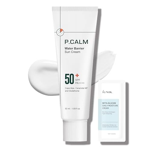 P.CALM Water Barrier Moisturizing Sun Cream Matte-Finish No White Cast SPF 50+ PA++++ Vegan Calming Moisture Daily Sunscreen for Dry Oily Sensitive Skin Korean Skincare